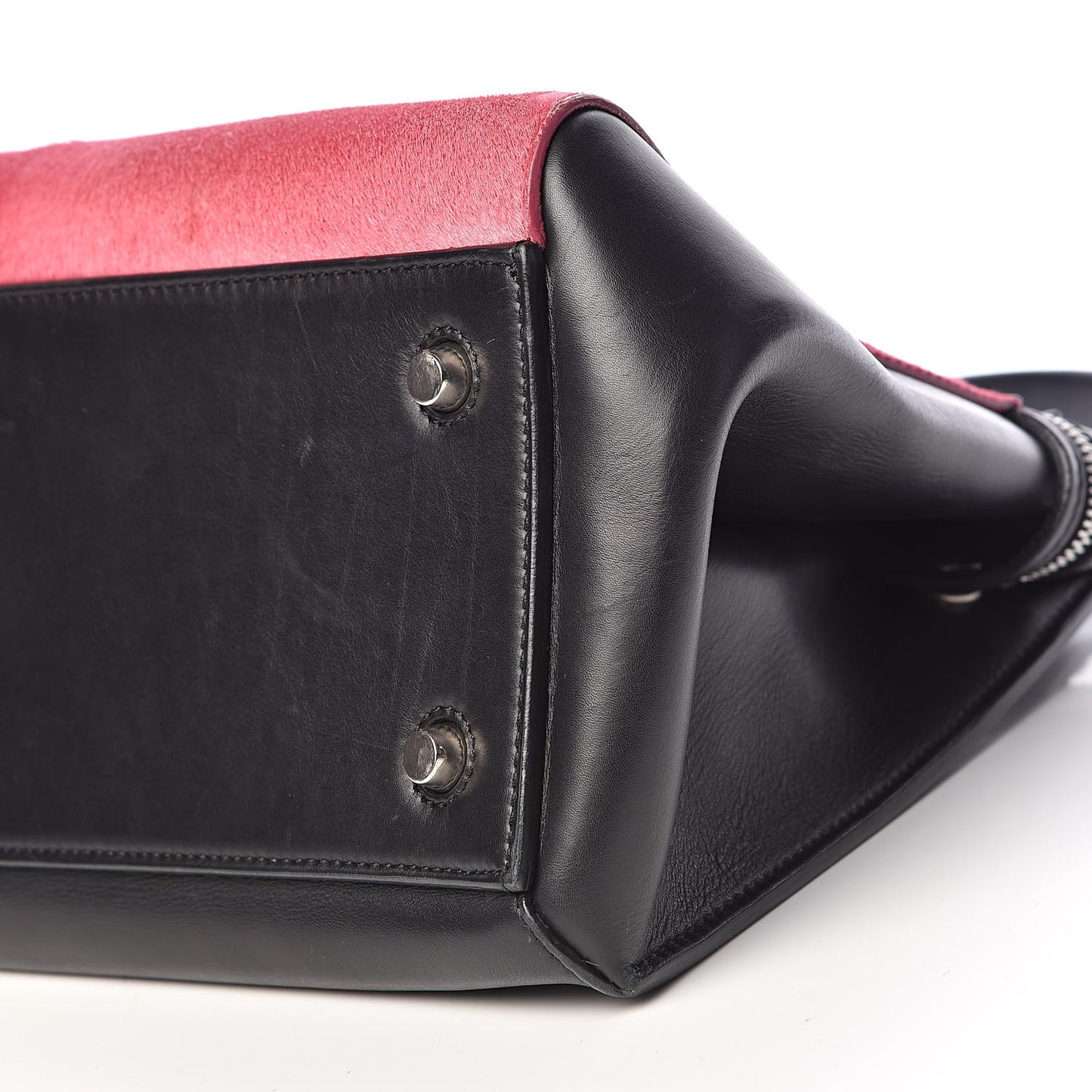 Pony Hair Calfskin Small Tri-Color Edge Shoulder Bag Pink