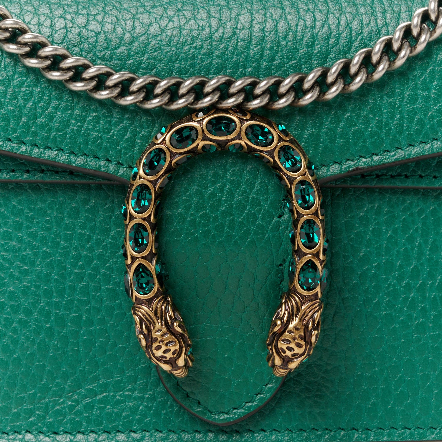 Gucci Dollar Calfskin Crystal Super Mini Dionysus Shoulder Bag Emerald 7 of 9