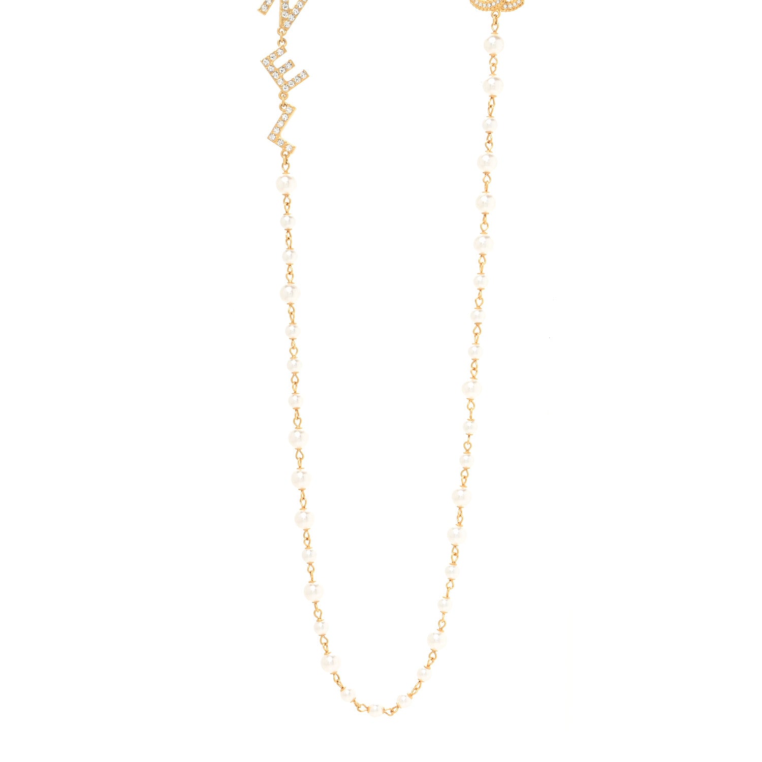 Chanel Pearl Crystal 90's Icon CC Necklace Gold 1 of 3