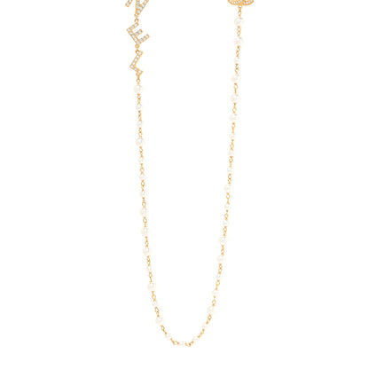 Chanel Pearl Crystal 90's Icon CC Necklace Gold 1 of 3