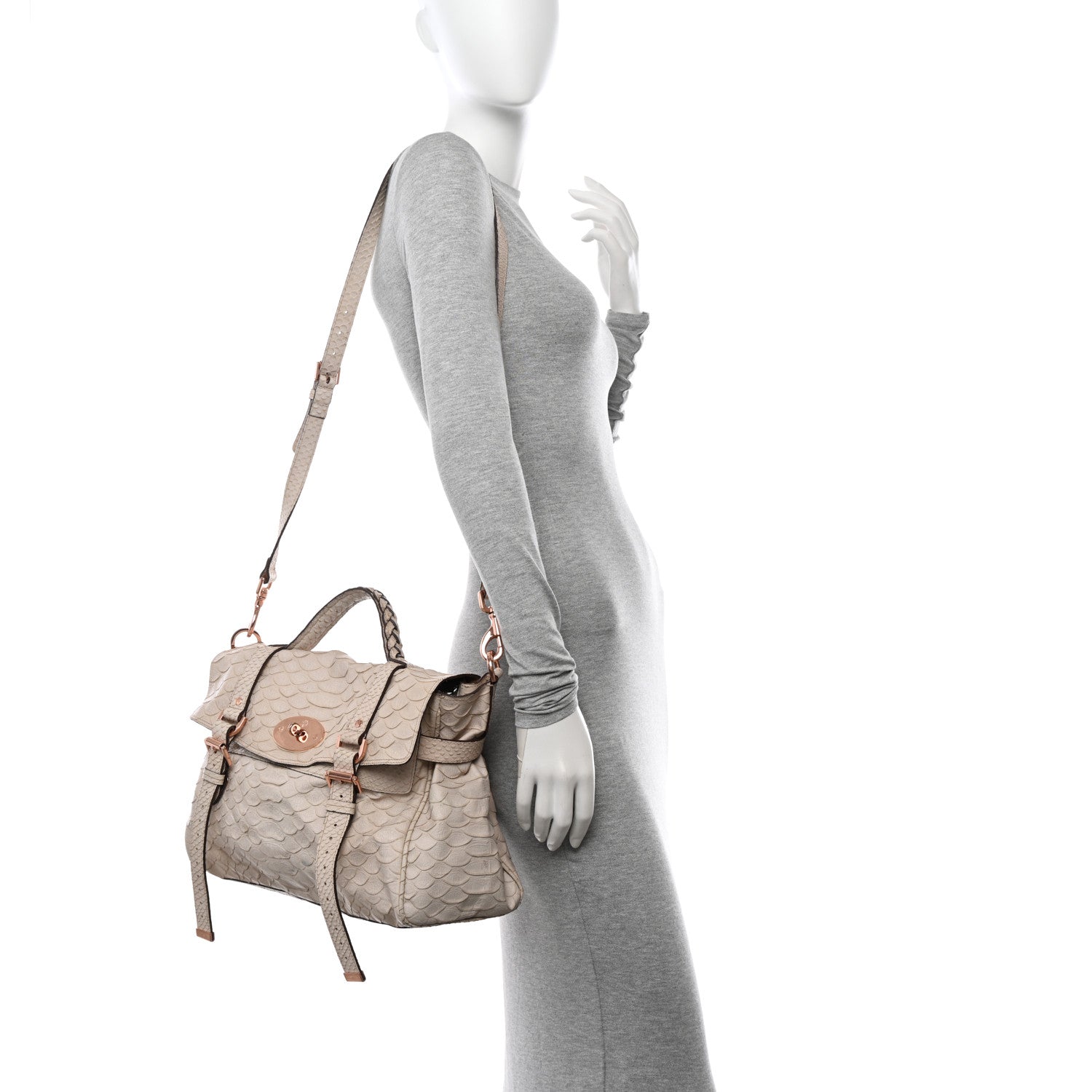 Mulberry Silky Snake Print Oversized Alexa Pebbled Beige Pink 2 of 21