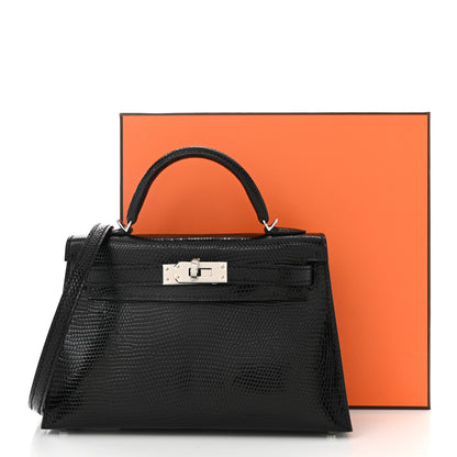 Hermes Shiny Lizard Mini Kelly Sellier 20 Black 11 of 11