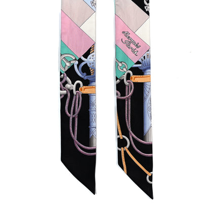 Hermes Silk Cliquetis Twilly Black Rose Menthol 2 of 5