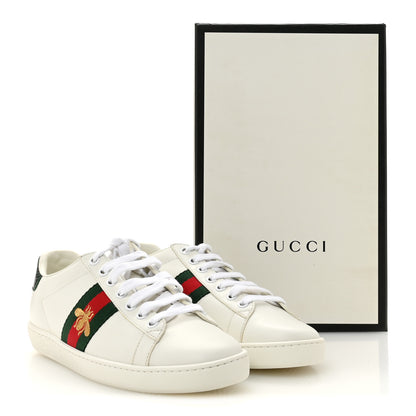 Gucci Calfskin Ayers Bee Embroidered Womens Ace Sneakers 38 White Green 10 of 10