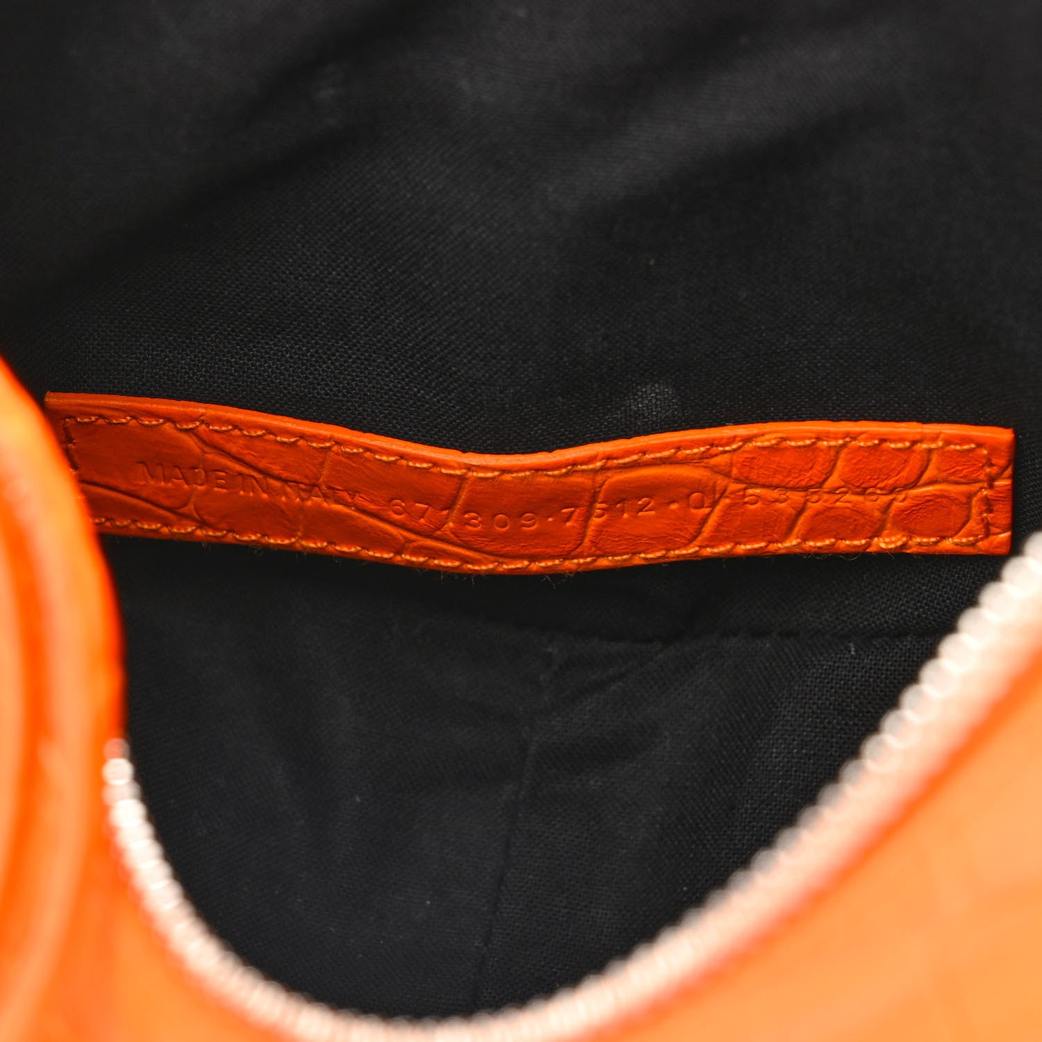 Balenciaga Extra Supple Calfskin Crocodile Embossed Le Cagole Shoulder Bag XS Pop Orange 7 of 10