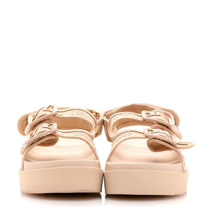 Gucci Rubber Suede Mesh Crystal GG Monogram Womens Isla Dad Sandals 37 Light Powder Skin Rose 2 of 7