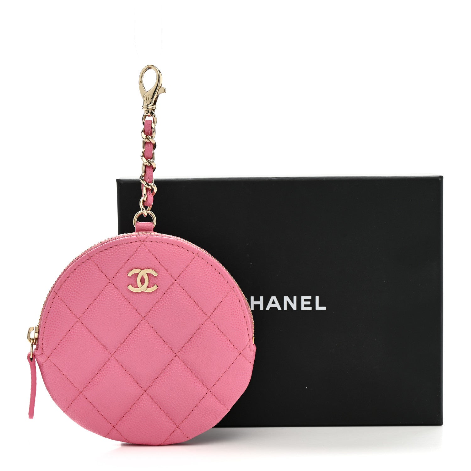 Chanel Caviar Quilted Round Clip On Coin Purse Pink 8 of 8