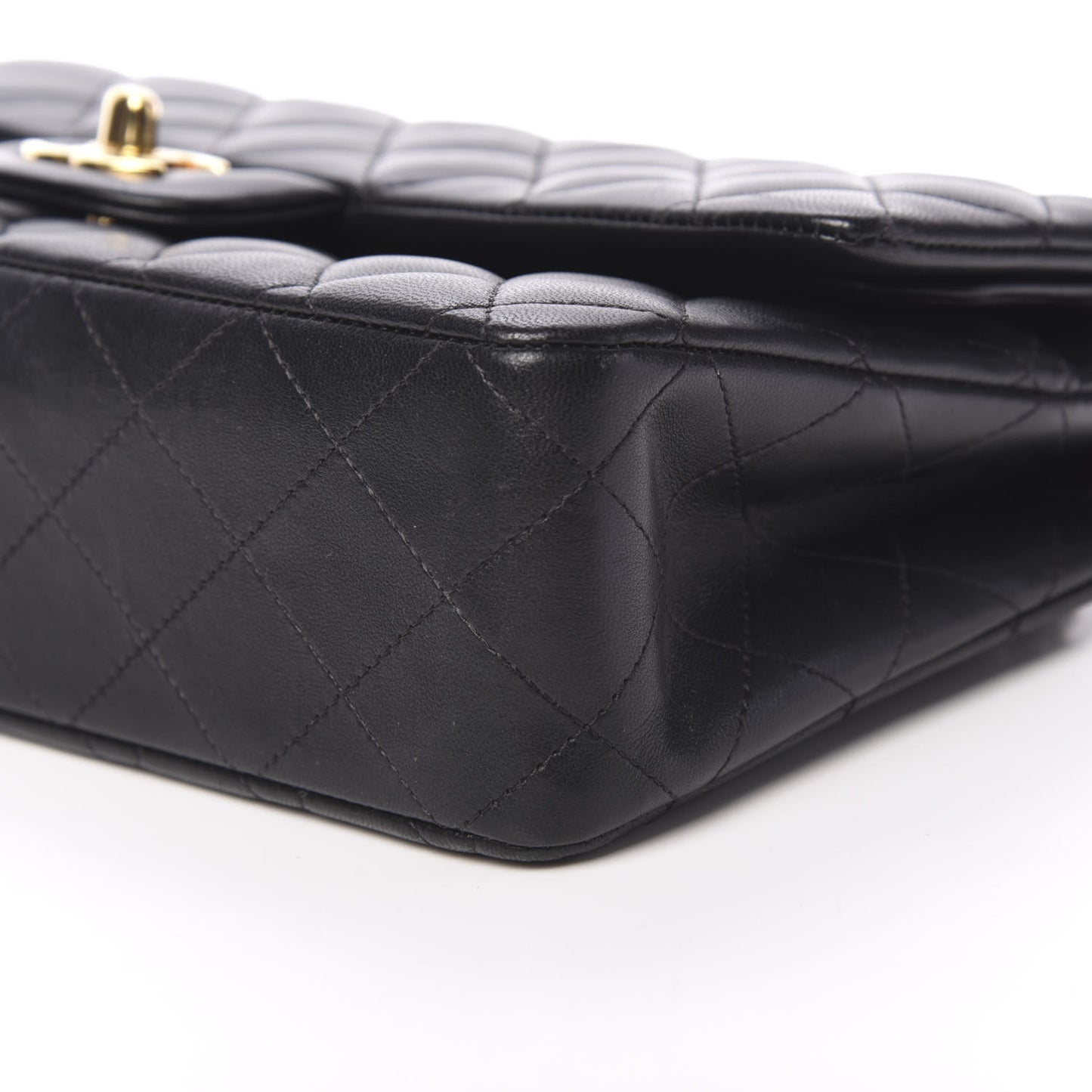 Lambskin Quilted Medium Double Flap Black