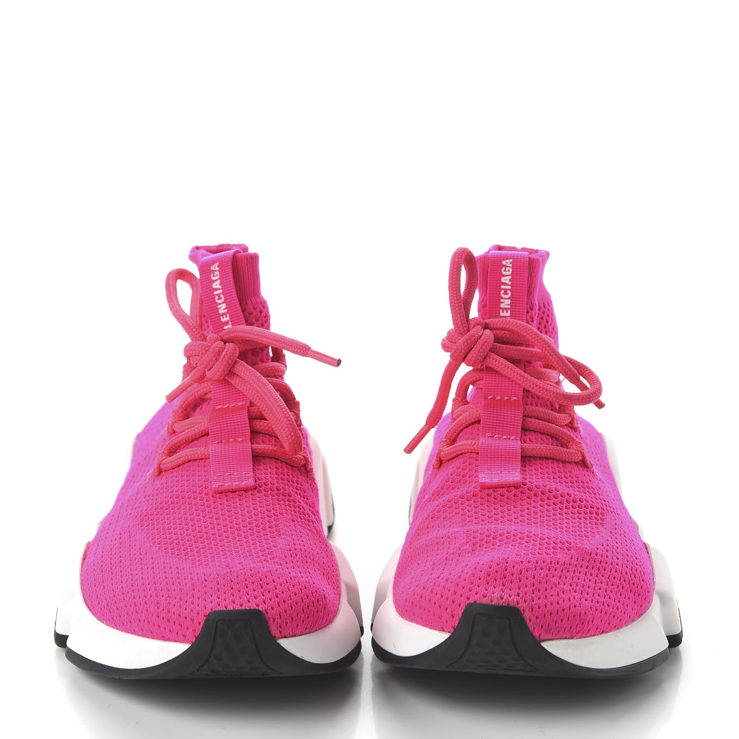 Balenciaga Knit Womens Speed Lace Up Sneakers 36 Rose Fluo 2 of 8
