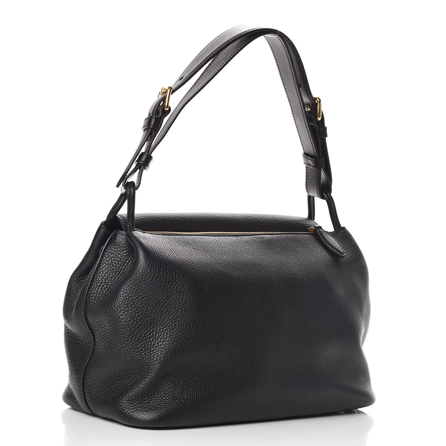 Prada Vitello Daino Flap Shoulder Bag Black 3 of 10