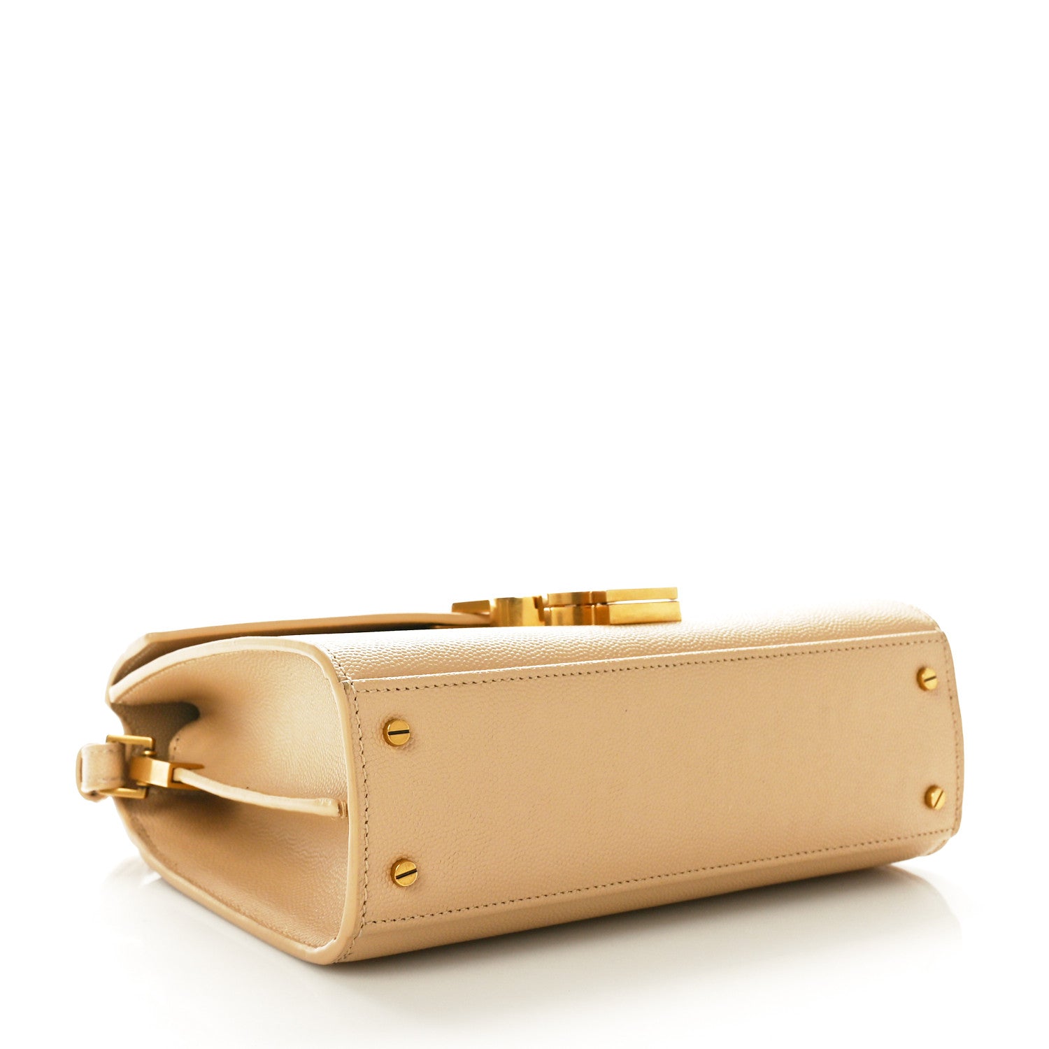 Saint Laurent Grain de Poudre Mini Classic Monogram Cassandra Top Handle Beige 4 of 9