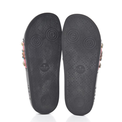 Gucci Velvet Crystal Embellished Slide Sandals 39 6 of 7