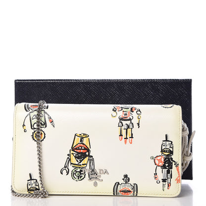 Prada Saffiano Robot Chain Wallet White 9 of 9