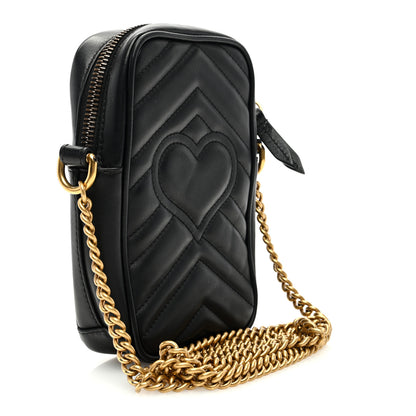 Gucci Calfskin Matelasse Mini GG Marmont Crossbody Bag Black 3 of 11