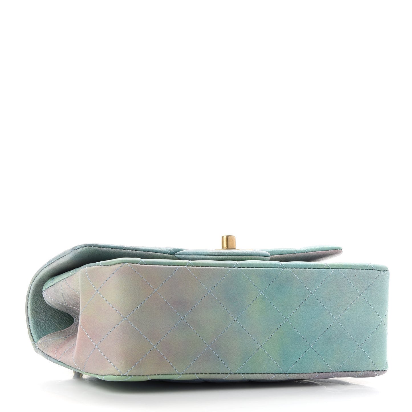 Lambskin Quilted Ombre Mini Top Handle Rectangular Flap Blue Green