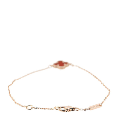 Van Cleef & Arpels 18K Rose Gold Carnelian Sweet Alhambra Bracelet 3 of 8