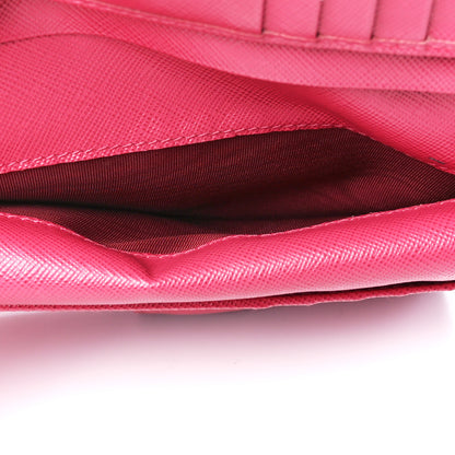 Prada Saffiano Metal Compact Wallet Peonia 8 of 16