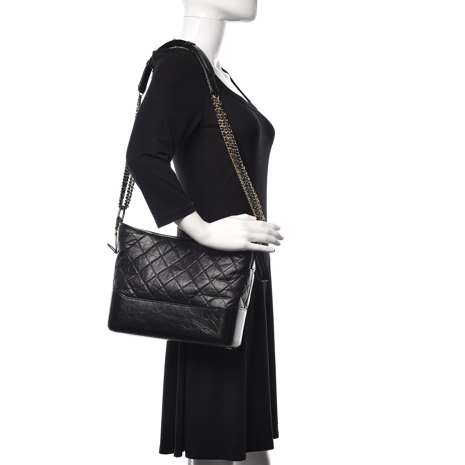 Chanel Aged Calfskin Quilted Medium Gabrielle Hobo Black 1 of 10