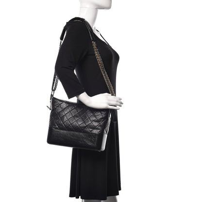 Chanel Aged Calfskin Quilted Medium Gabrielle Hobo Black 1 of 10