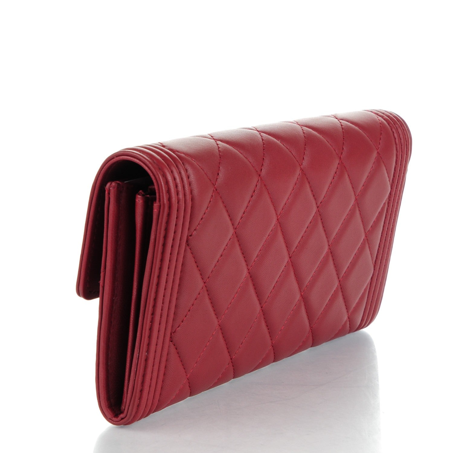 Chanel Lambskin Quilted Boy Flap Wallet Dark Red 3 of 8