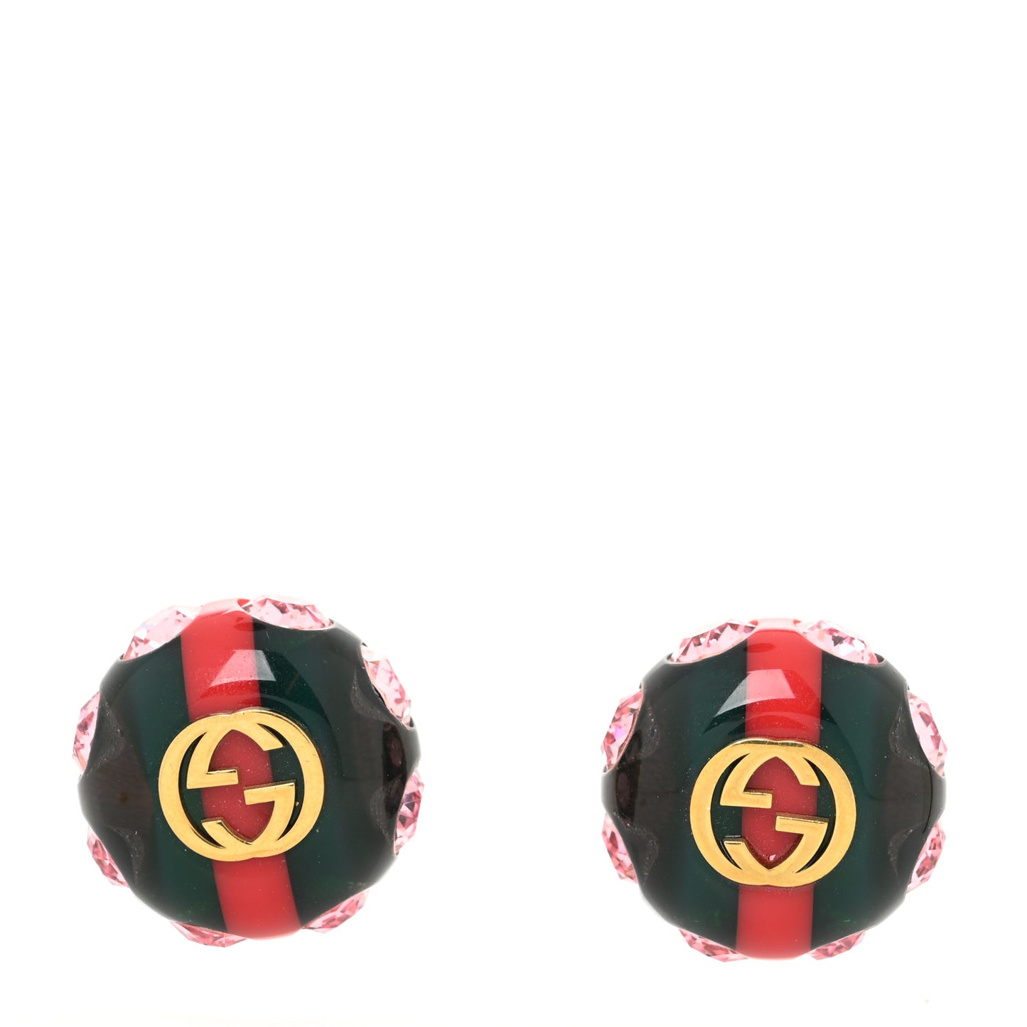 Resin Strass Vintage Web Stud Earrings Green Red