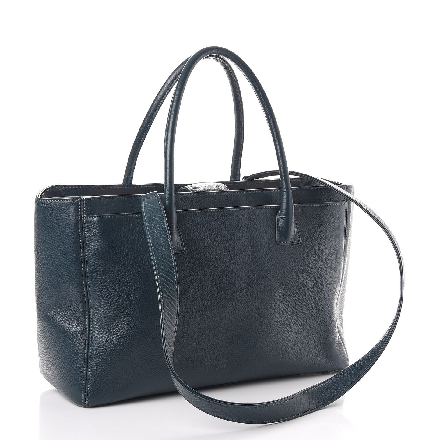 Calfskin Cerf Executive Shopper Tote Blue