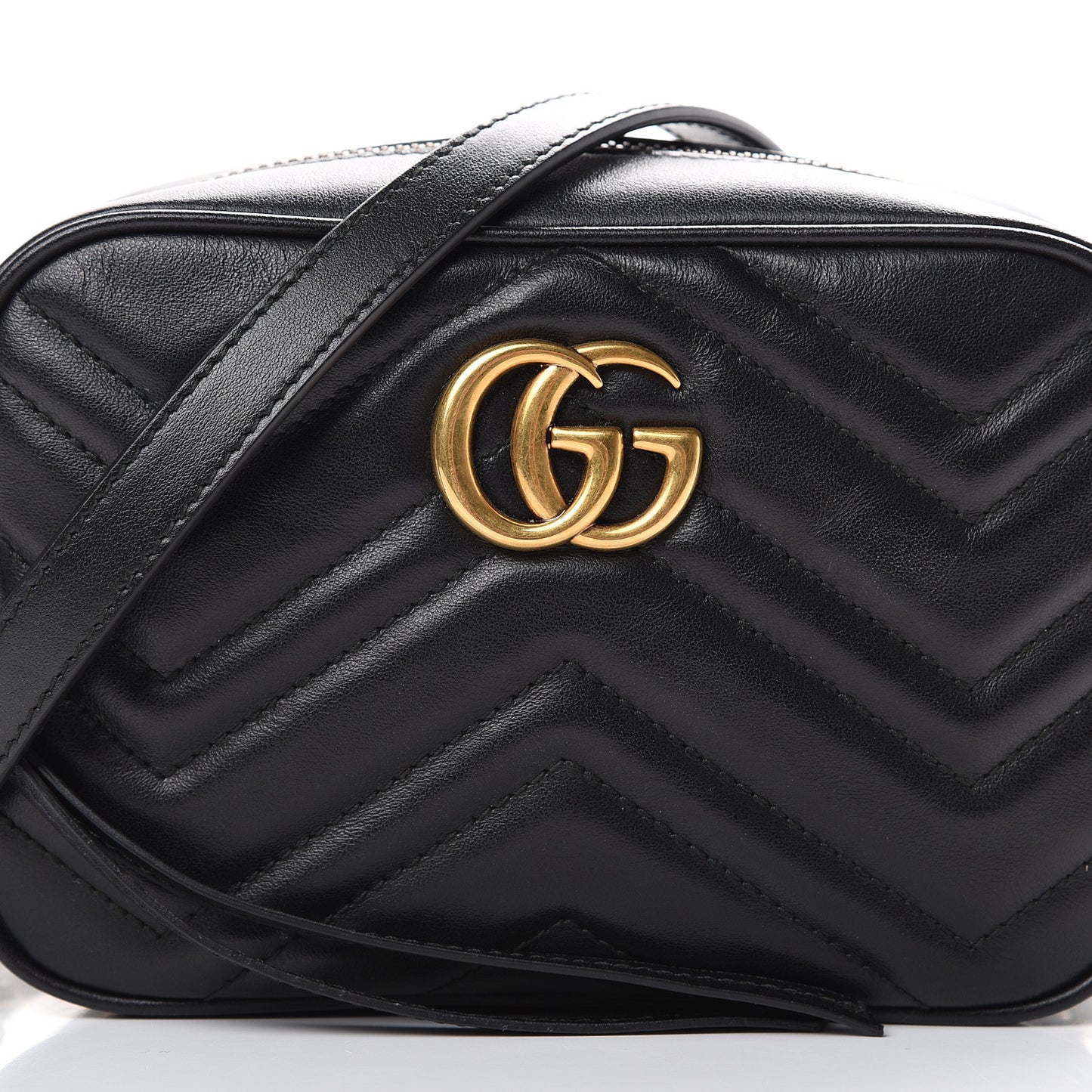 Calfskin Matelasse Mini GG Marmont Chain Shoulder Bag Black