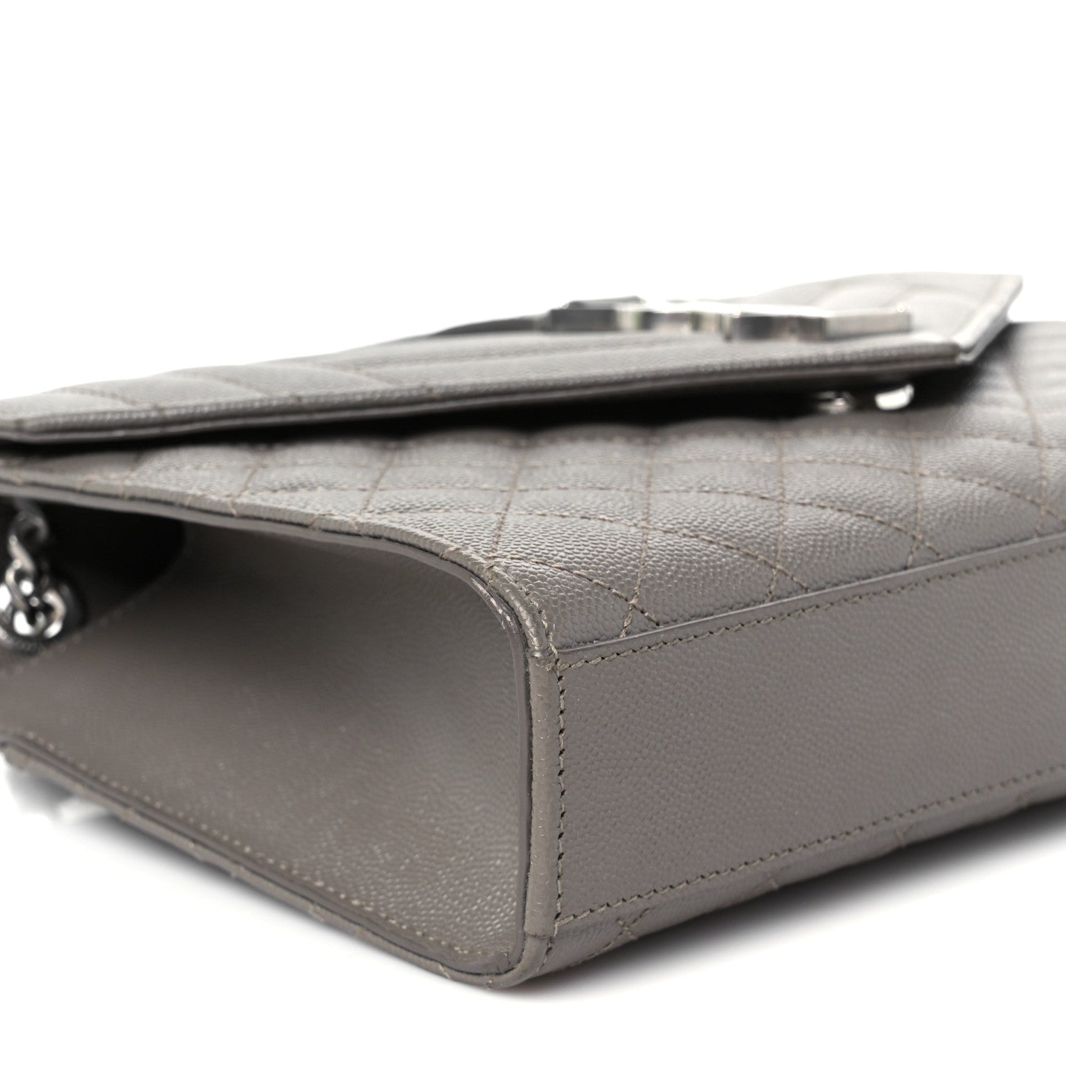Saint Laurent Grain De Poudre Textured Mixed Matelasse Medium Triquilt Monogram Satchel Fog 10 of 11