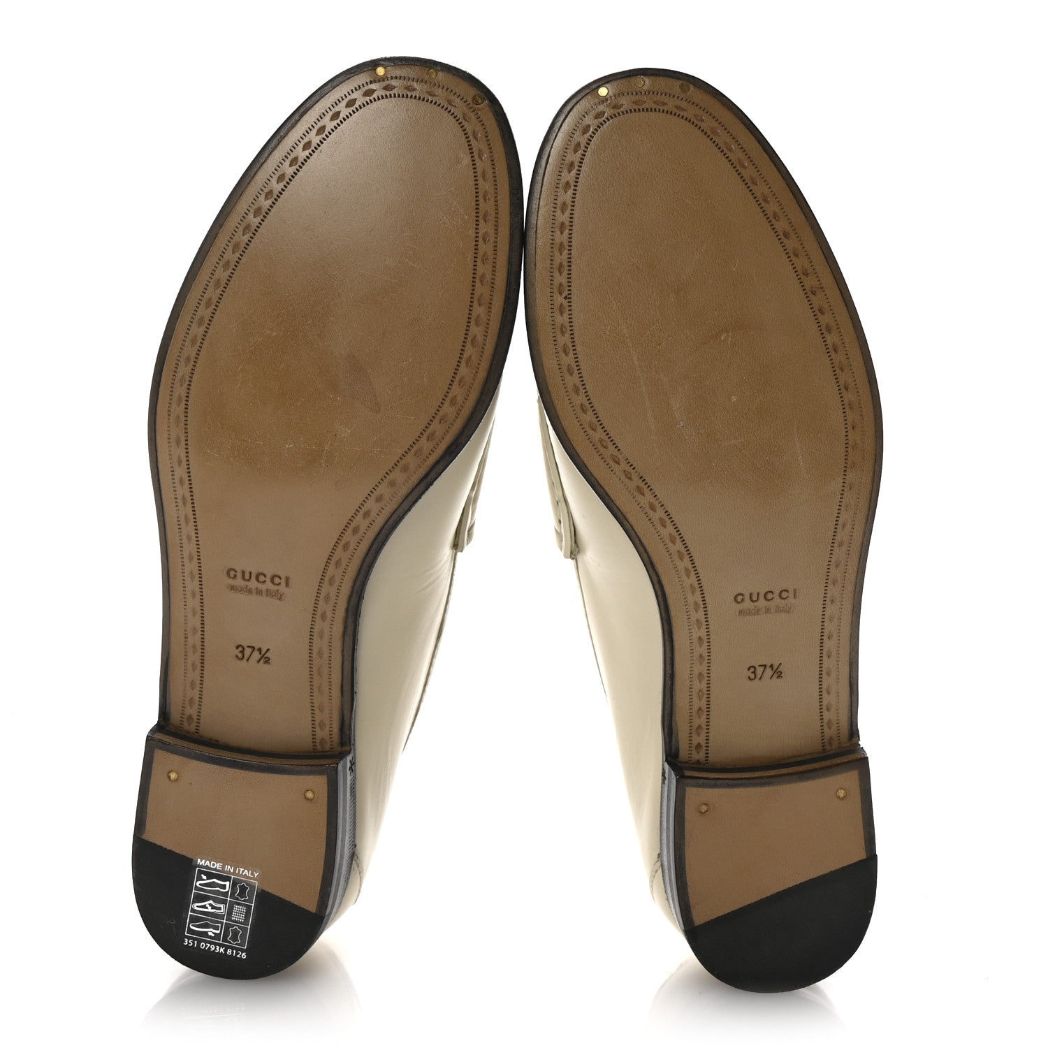 Gucci Betis Glamour Calfskin Womens 1953 Horsebit Loafers 37.5 Mystic White 6 of 8