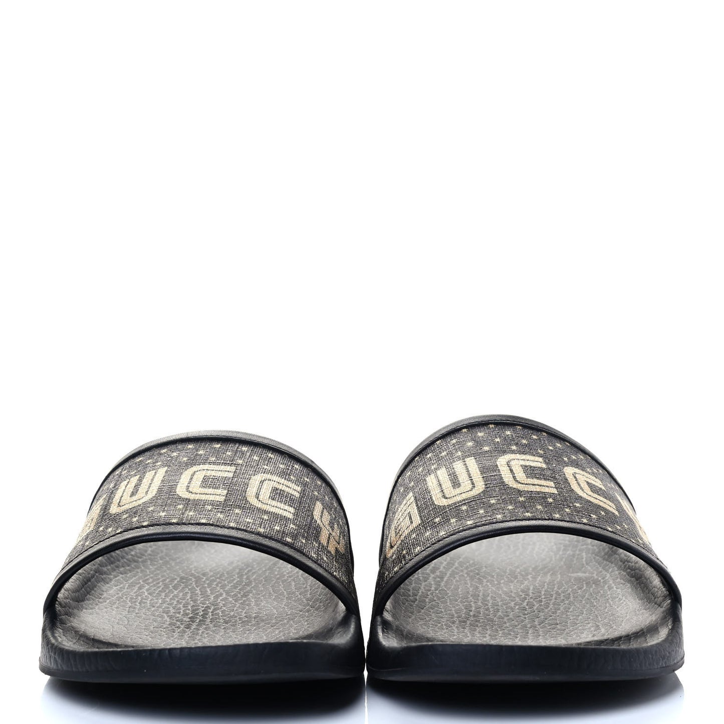 X SEGA Supreme Canvas GUCCY Stars Womens Slide Sandals 41 Black Gold