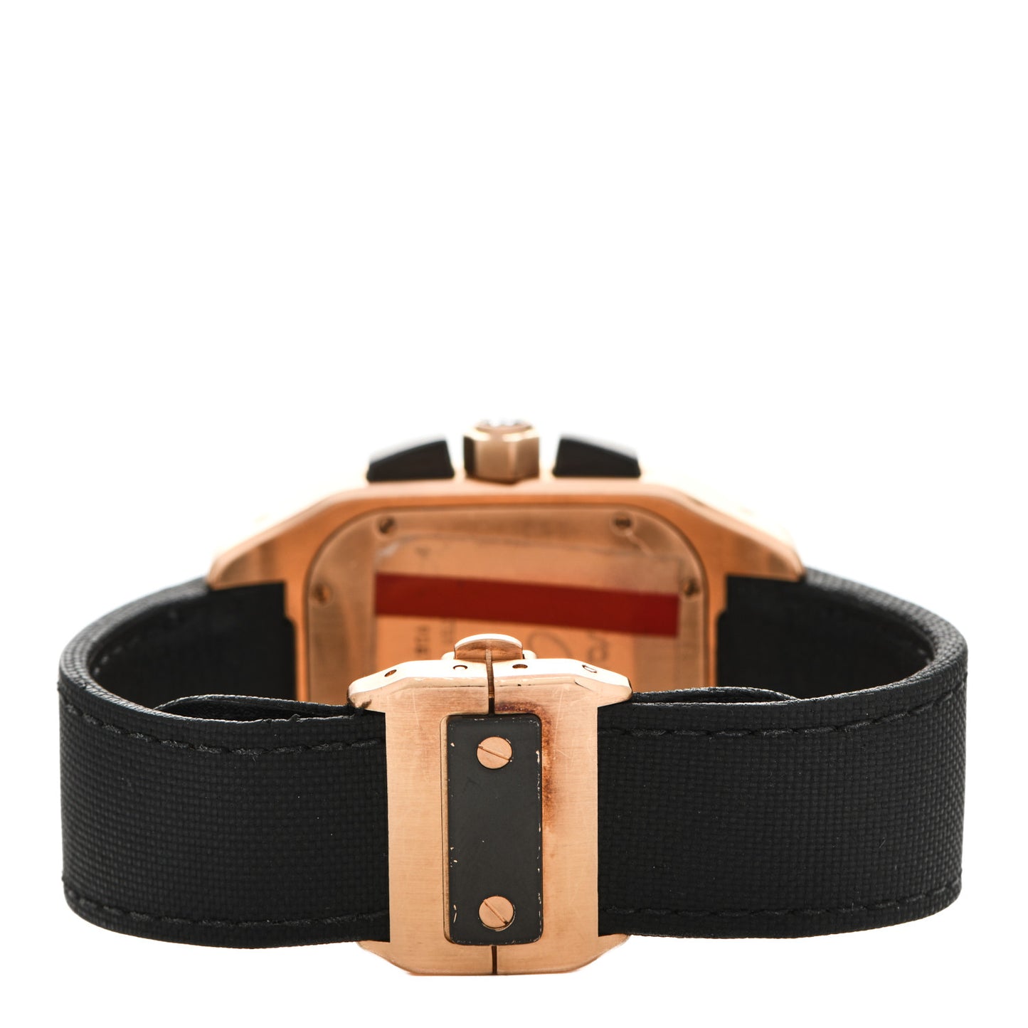 18K Pink Gold Nylon 41mm Santos 100 Chronograph Automatic Watch Black