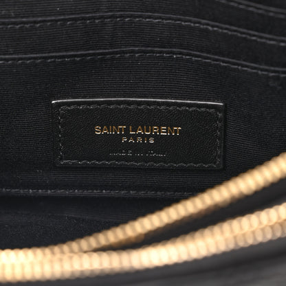 Saint Laurent Grained Lambskin Quilted Mini Becky Double Zip Bag Black 7 of 13