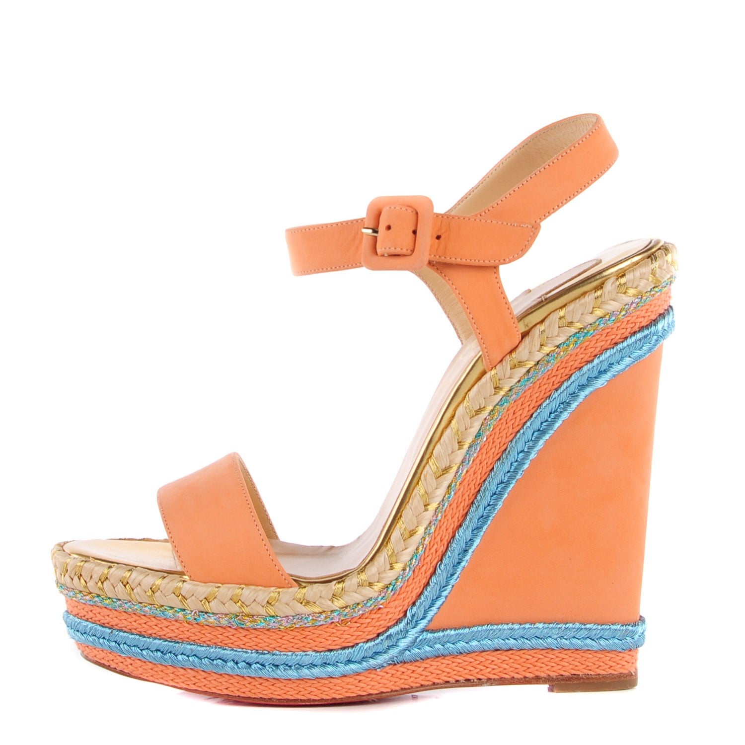Christian Louboutin Calfskin Rope Cataclou 140 Wedge Sandals 38 Framboise 1 of 14