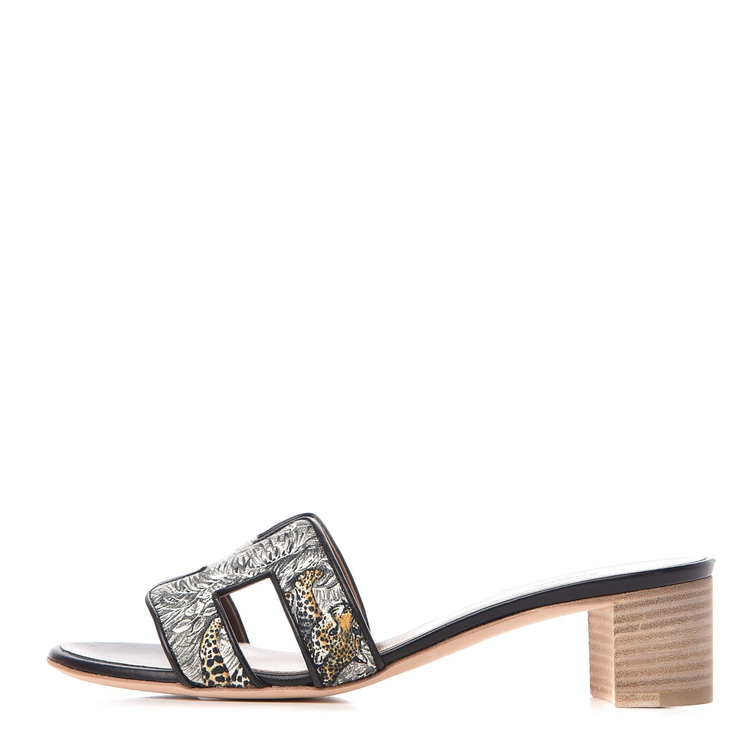 Hermes Canvas Tatoo Print Oasis Equator Sandals 37 Black 1 of 10