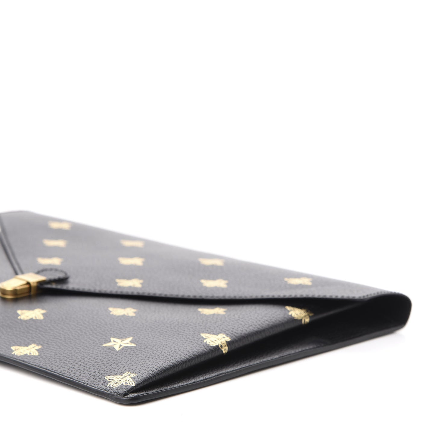 Grained Calfskin Bee Star Portfolio Black