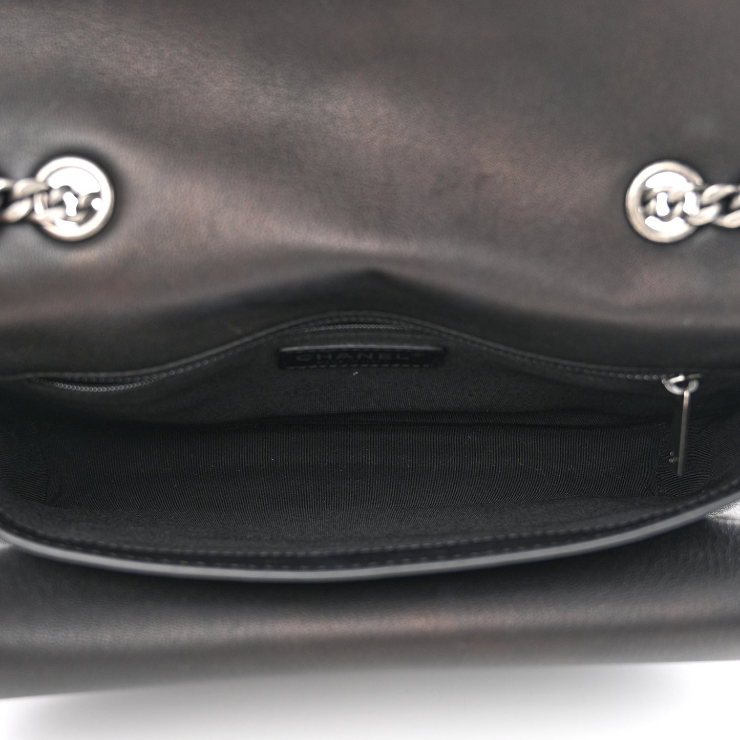 Lambskin Quilted Large Natural CC Flap Black