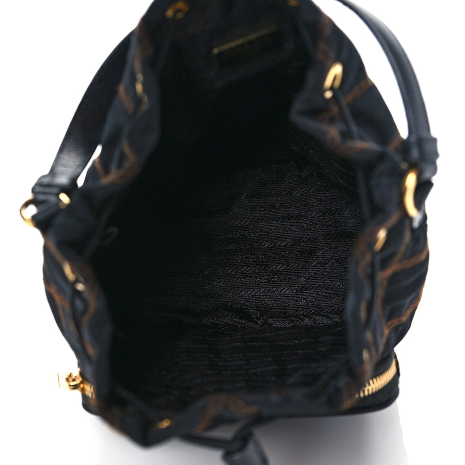 Prada Saffiano Tessuto Nylon Impunturato Quilted Mini Bucket Crossbody Bag Black 4 of 9