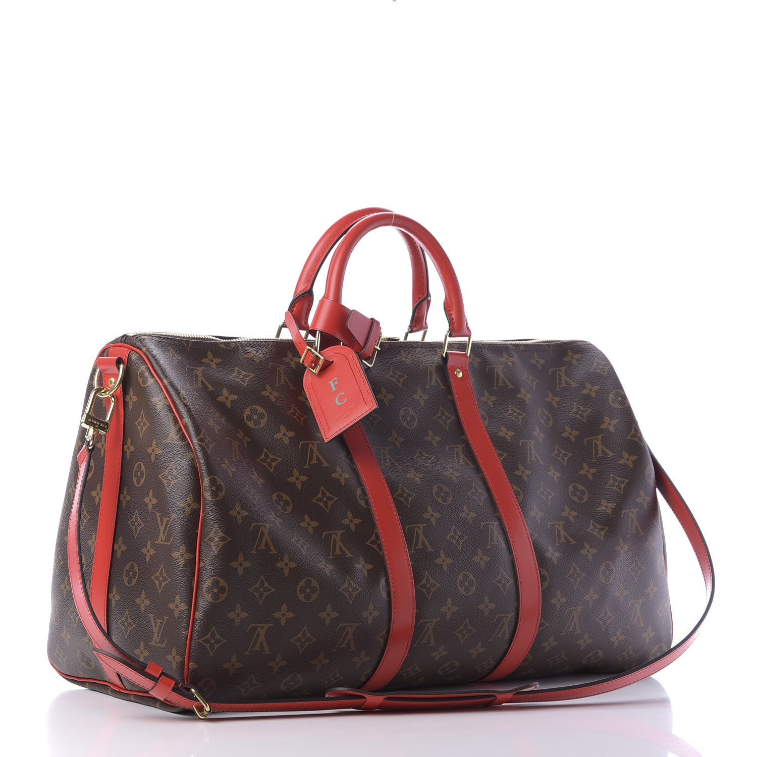 Louis Vuitton Calfskin Monogram Keepall Bandouliere 50 Coquelicot 2 of 10