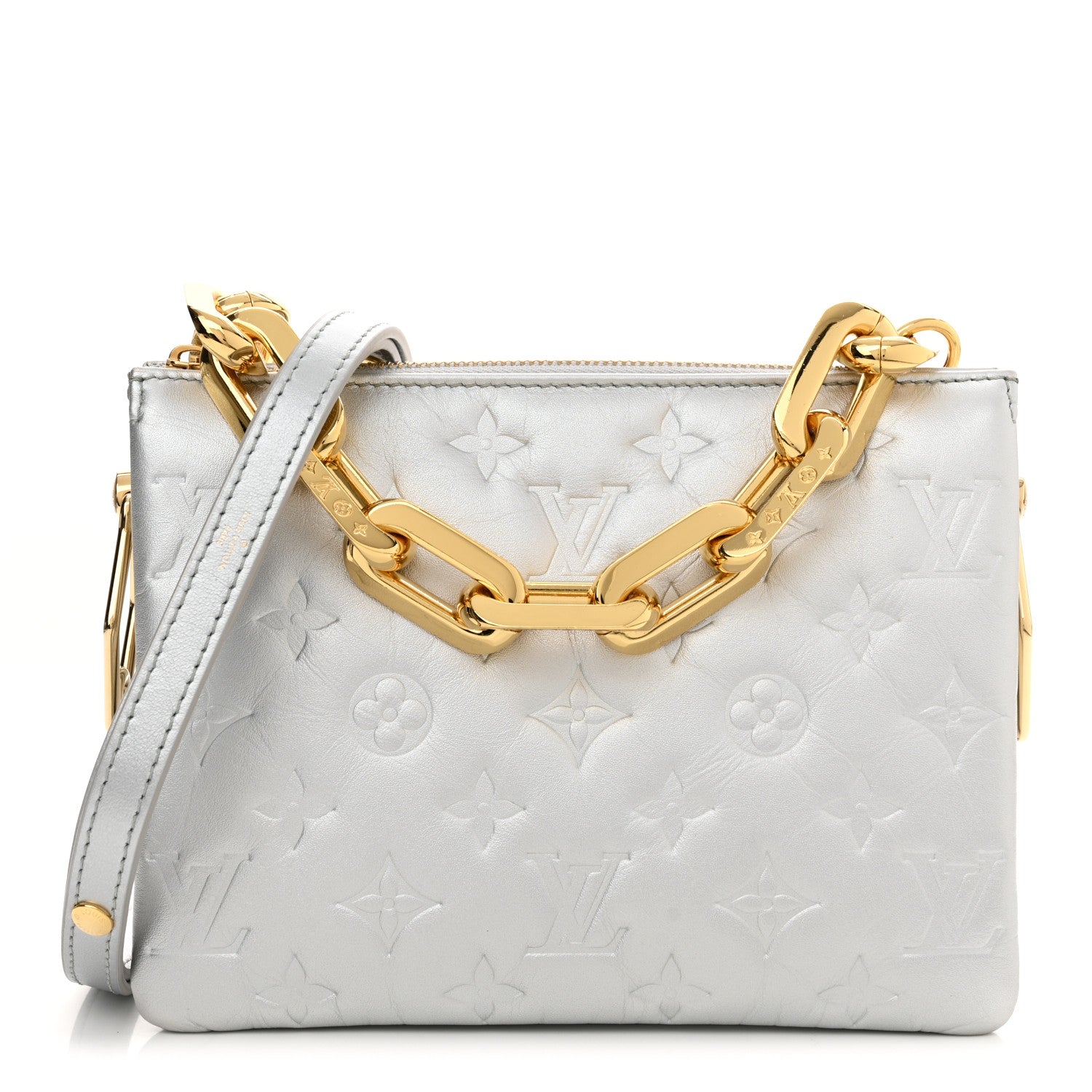 Louis Vuitton Lambskin Embossed Monogram Coussin BB Silver 1 of 10
