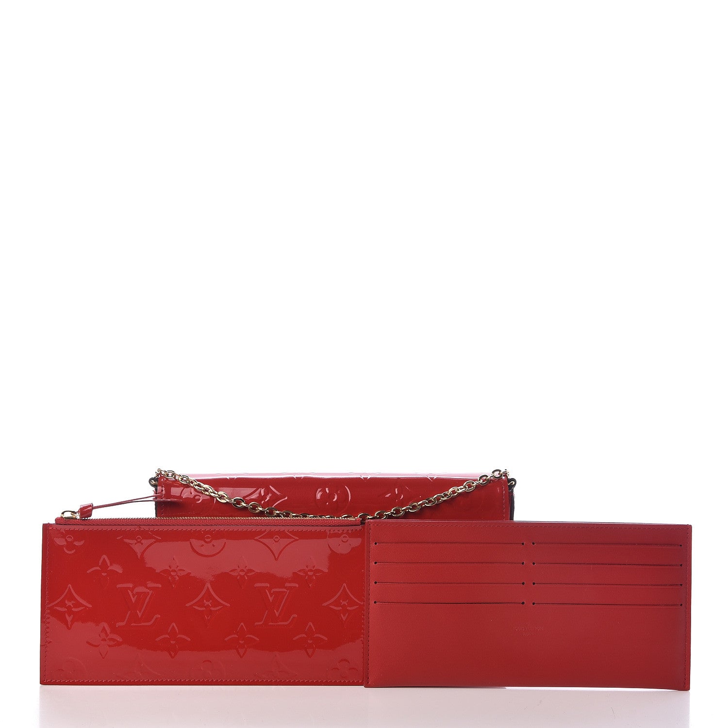 Louis Vuitton Vernis Felicie Pochette Chain Wallet Cherry 8 of 11
