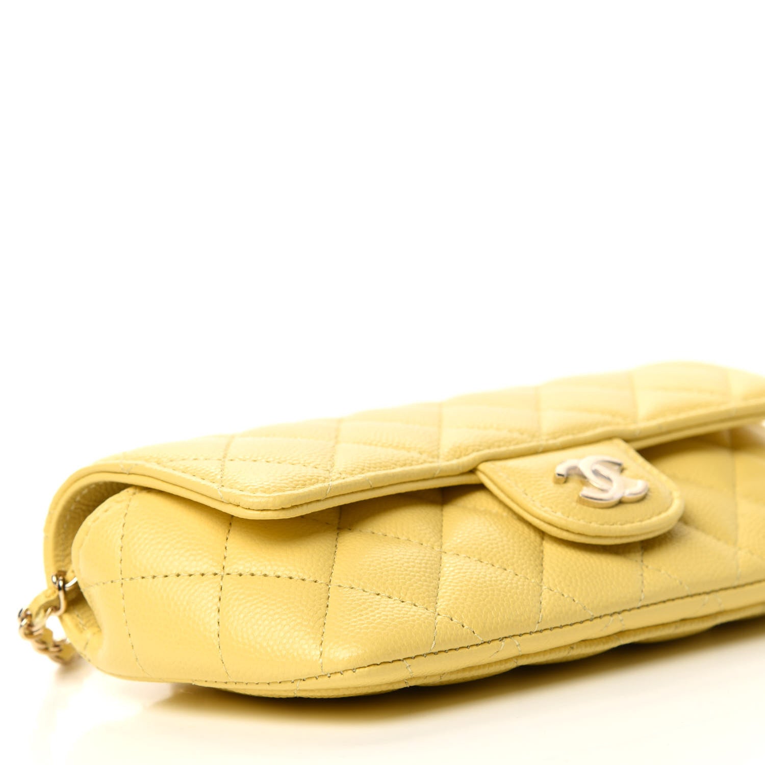 Chanel Caviar Quilted Glasses Case With Chain Yellow 6 of 11