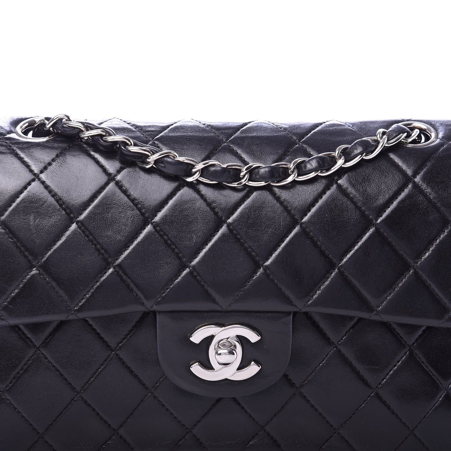 Lambskin Quilted Small Double Flap Black