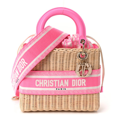 Christian Dior Wicker Oblique Medium Lady Dior Bag Fluorescent Pink 1 of 10