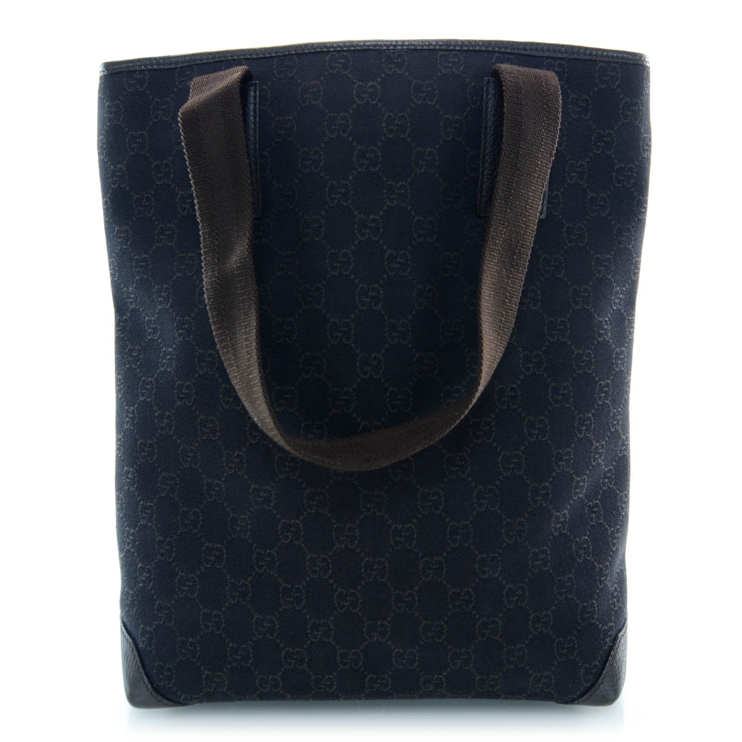 Gucci Denim Monogram Tall Tote Dark Brown 3 of 8