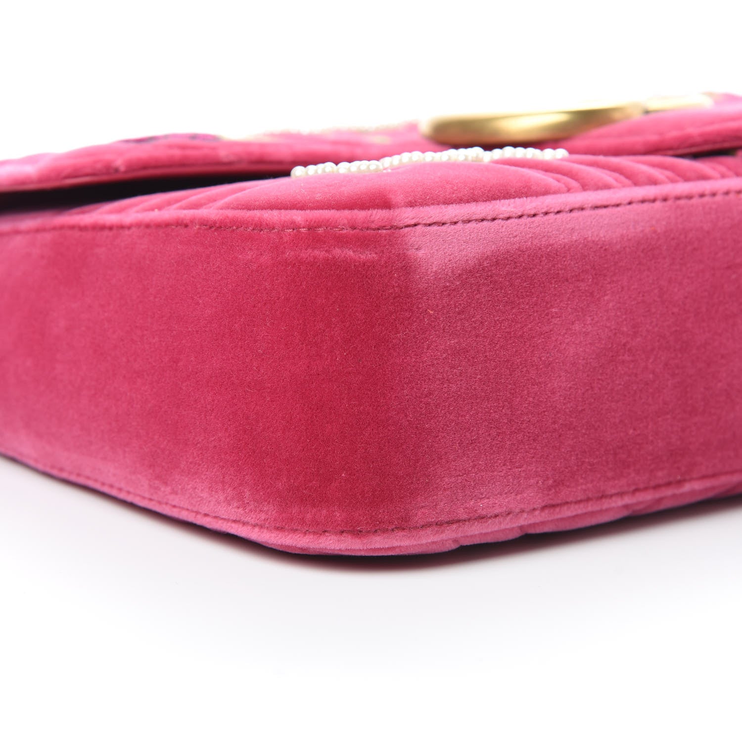 Gucci Velvet Matelasse Blind for Love Embroidered Medium GG Marmont Shoulder Bag Light Raspberry Rose Multicolor 9 of 11
