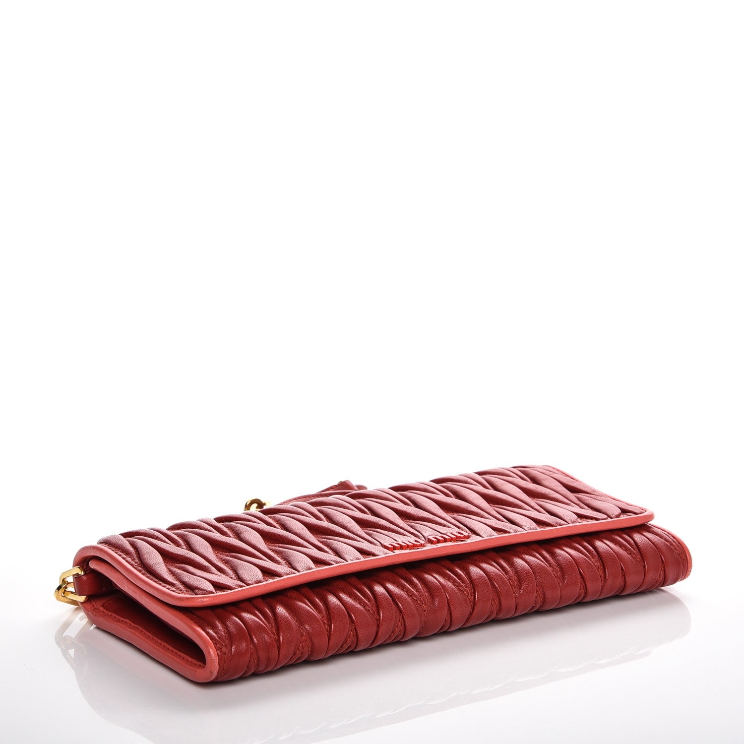 Miu Miu Nappa Matelasse Wallet On Chain Rosso 4 of 7