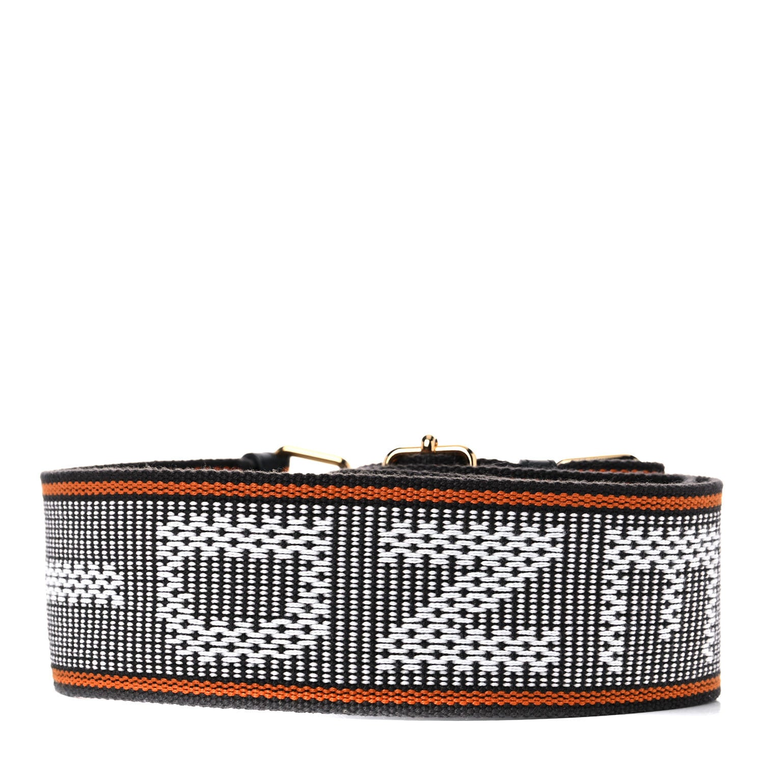 Fendi Cannete Ribbon Poly Vitello Century Logo Adjustable Strap You White Brandy Black 2 of 5