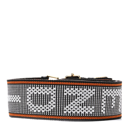 Fendi Cannete Ribbon Poly Vitello Century Logo Adjustable Strap You White Brandy Black 2 of 5