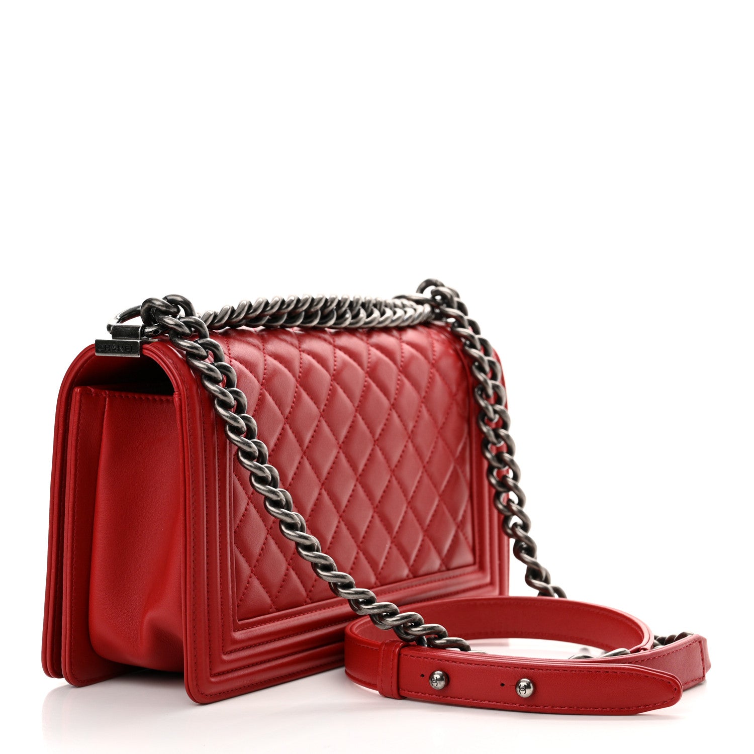 Chanel Calfskin Quilted Medium Boy Flap Red 3 of 10