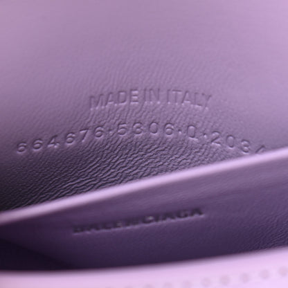 Balenciaga Shiny Calfskin Crocodile Embossed Hourglass Top Handle Bag Mini with Chain Lilac 7 of 10